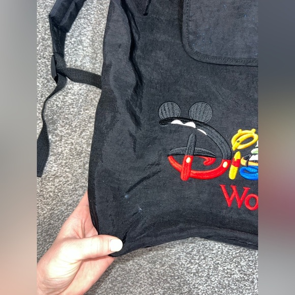 Vintage Walt Disney World Characters Backpack Drawstring Tote Bag Black - Picture 4 of 10